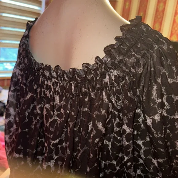 Norma Kamali silk chiffon off shoulder tunic/dress L